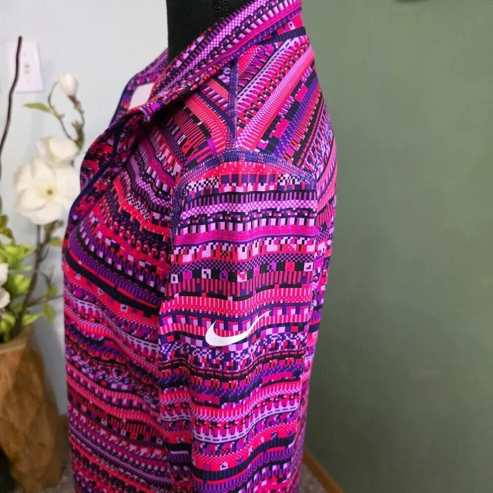 Women's Nike Pro 1/2 Zip Pullover XL Pink Purple Multi Print Athletic